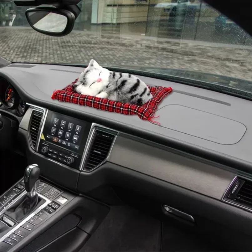 Lovely Plush Kittens Home Decoration Car-styling Car Ornaments Cute Simulation Sleeping Cats Dashboard Decoration