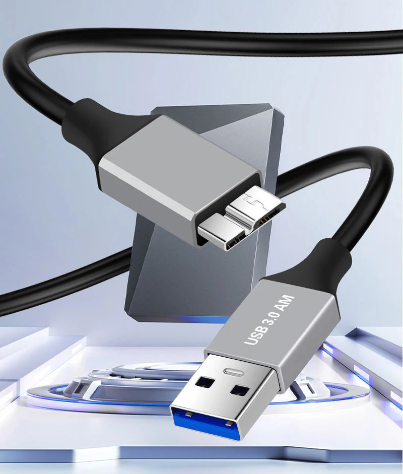 Cavo da 0.5m/1m/2m USB 3.0 da tipo A A Micro B cavo 5Gbps 2A cavo di sincronizzazione dati veloce adattatore per cavo per disco rigido esterno HDD Hard