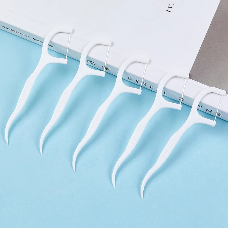 500pcs Dental Floss Individual Package For Hotel Catering Hospital Disposable Floss Stick Toothpick Floss