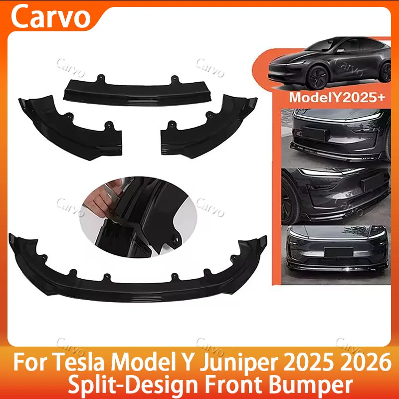 

For Tesla Model Y Juniper 2026 accessories 2025 Front Bumper Lip Chin Guard Deflector ABS Body Kit Diffuser Styling Cover