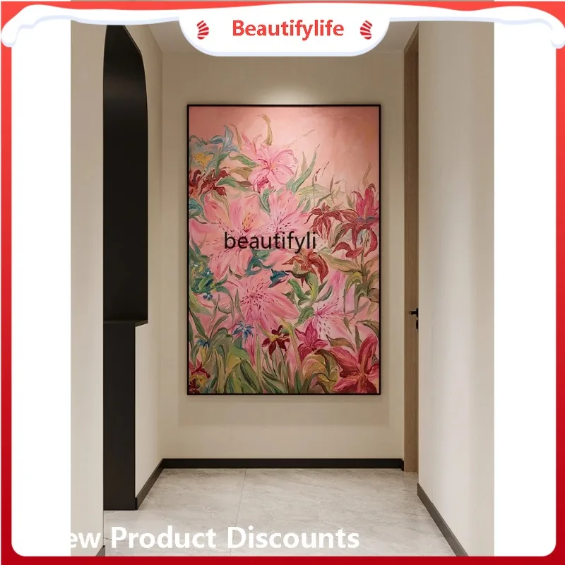 A506 Cream wind pure hand-painted oil painting abstract texture guest restaurant entrance corridor decorative painting
