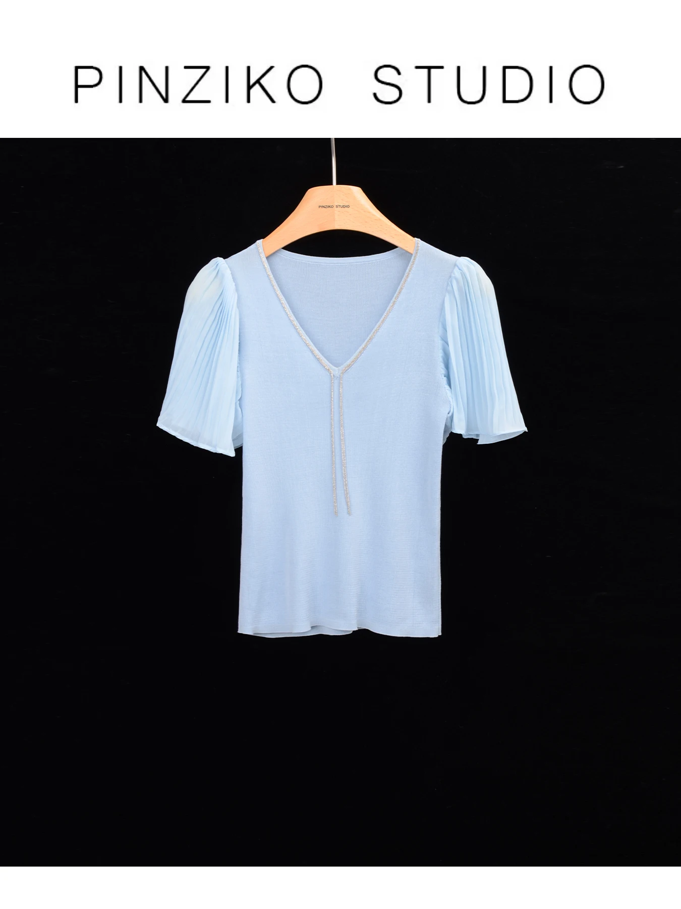 

Ele V-Ne Knitwear PINZIKO Large Rabbit 00 Days Silk Diamond Collar Women's Design Sensation Slim Fit Korean Sle Top