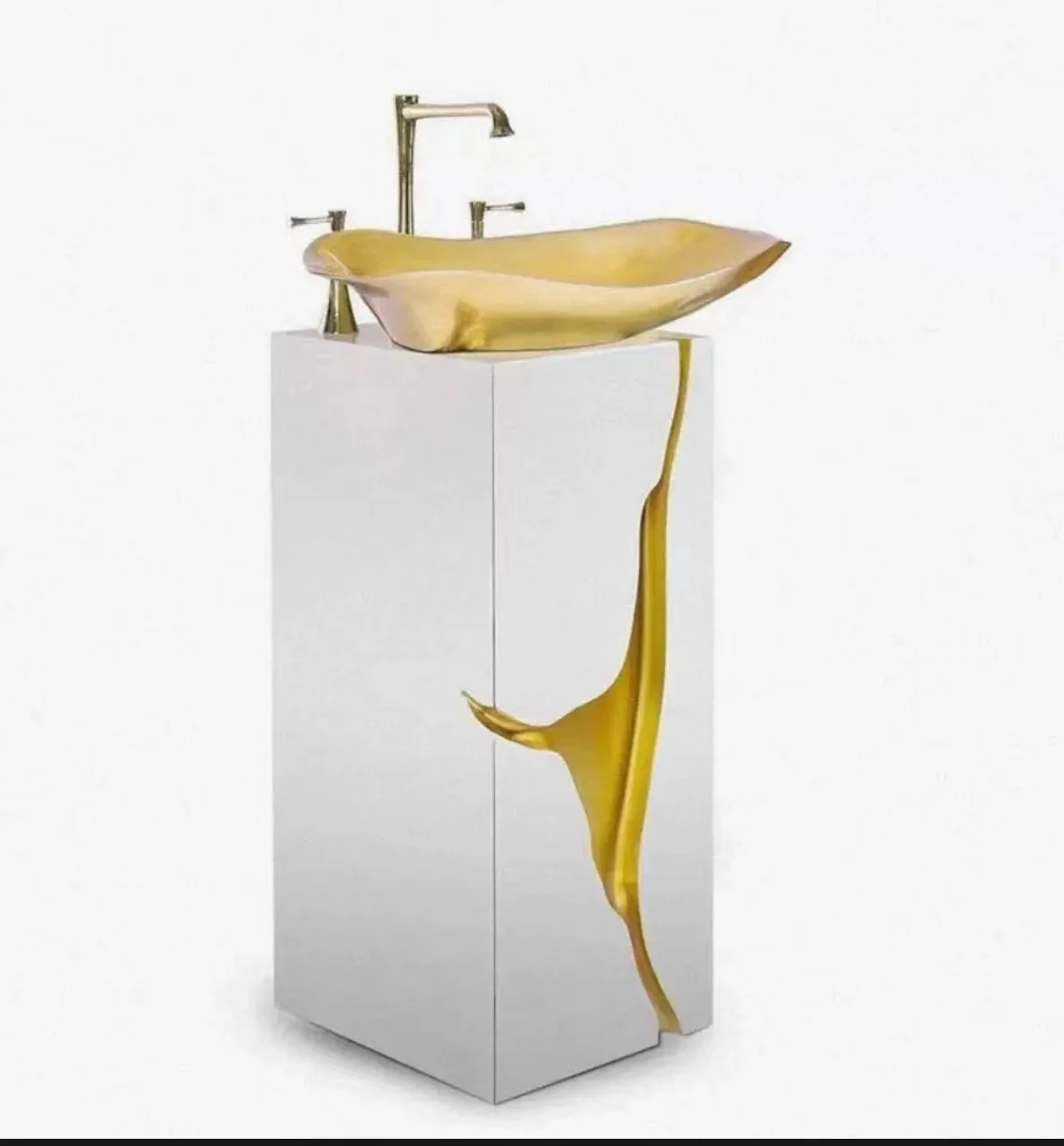 Portugal BOCADOLOBO wash table light luxury high-end design wash basin Italian hotel gold column basin