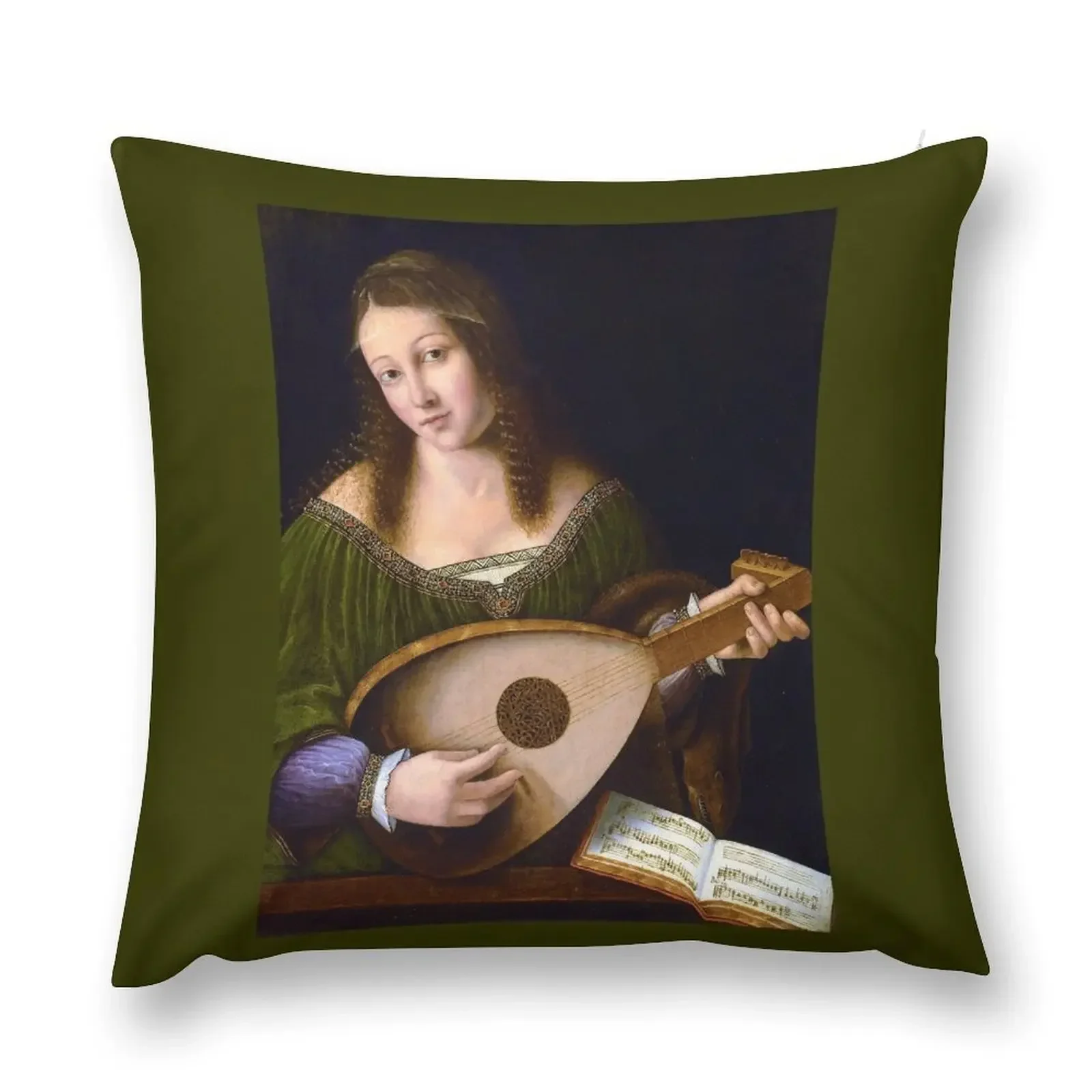 

Lady Playing a Lute c. 1530 Throw Pillow Pillowcases Sofa Decorative Covers Pillow Cases christmas pillow case