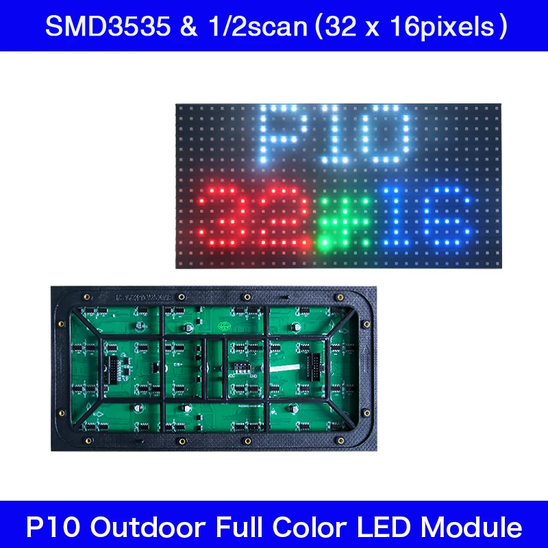 

High Brightness P10 Outdoor LED Module 1/2Scan LED Full Color SMD3535 Modules Waterproof LED Display Panel Size 320x160mm