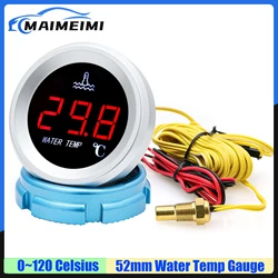 Red LED Digital 52mm Water Temperature Gauge with Sensor 0~120℃ Water Temp Meter Indicator Alarm for Car Boat 12V 24V Custom