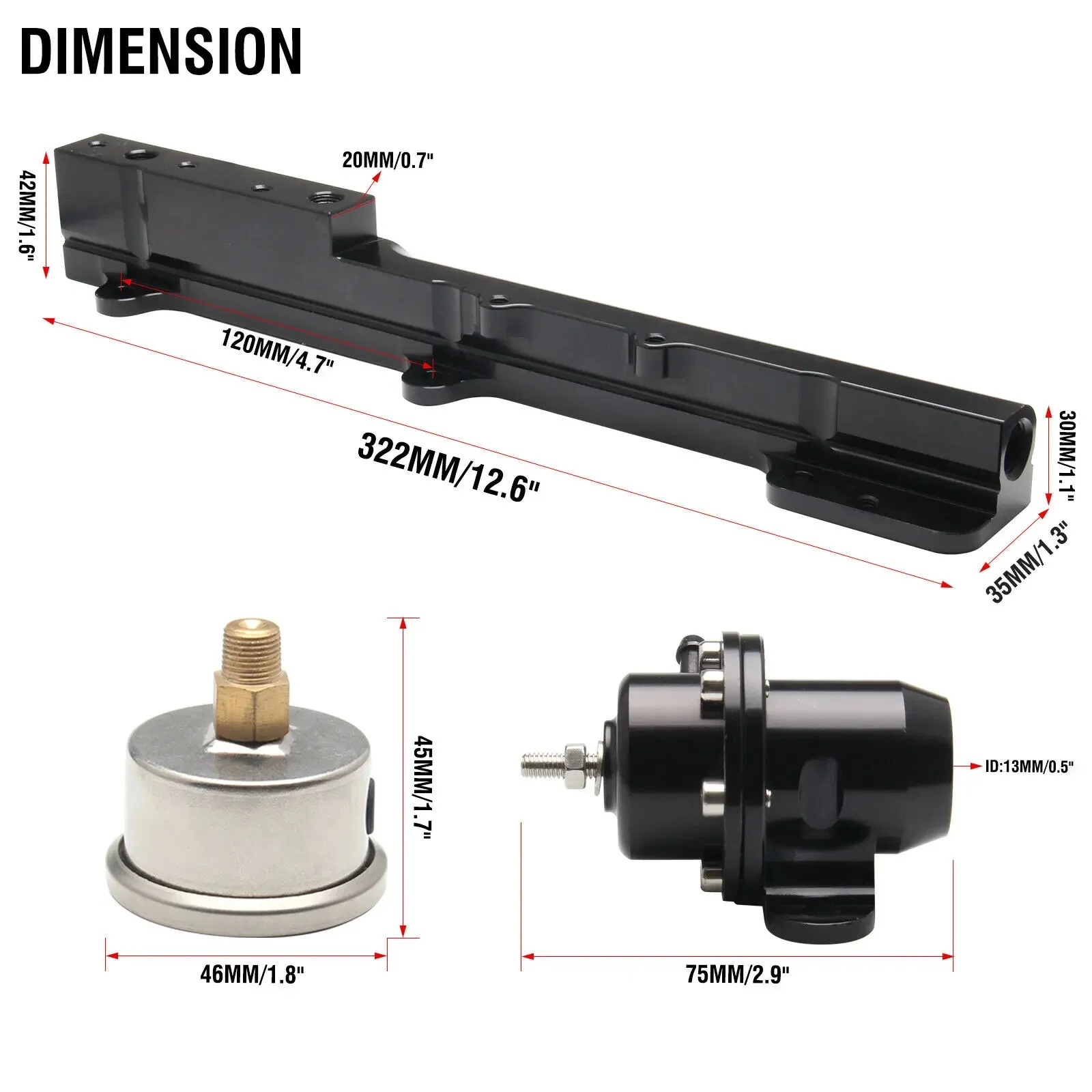 For Honda Acura/Honda Integra for Civic Del Sol Si B16A Fuel Pressure Regulator Gauge Rail Line B16 B18 B20 Si LS GSR Pump Parts