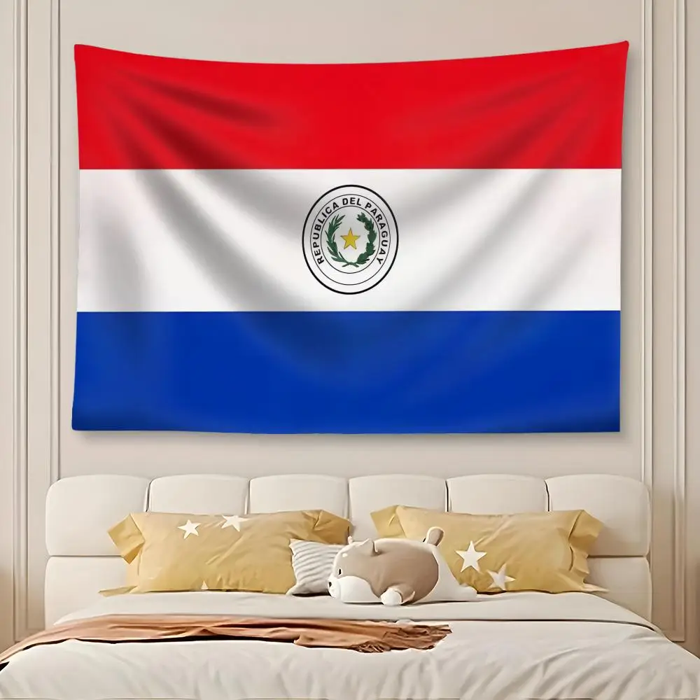 Paraguay Flag Tapestry Custom Home Living Room Bedroom wall decor Wallpaper Backdrop Cloth With Clips