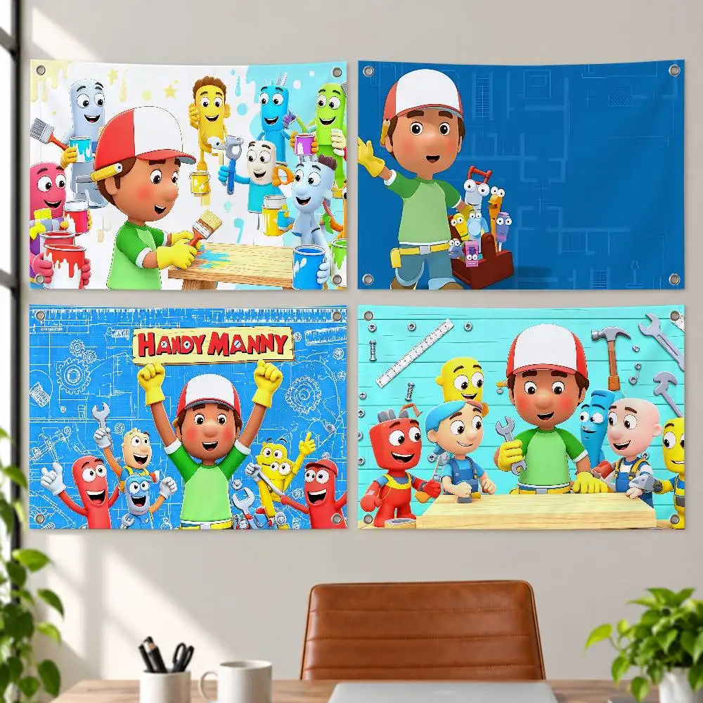 Animated Series Handy Manny Aesthetic Wall Tapestry Flag Printed Wall Hanging Living Room Party Outdoor Decor