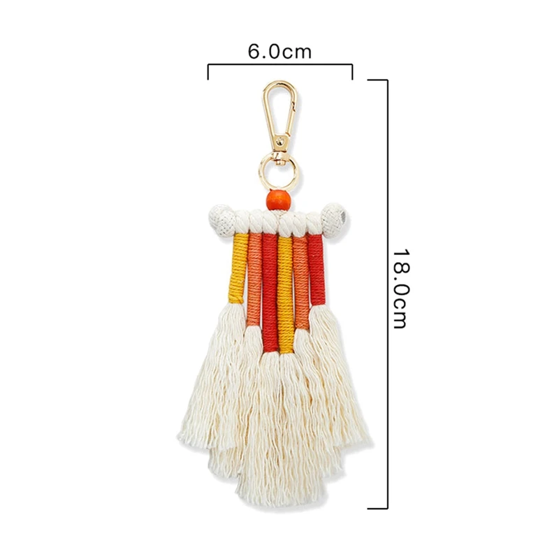 Boho Rainbow พวงกุญแจ, Macrame Rainbow Keyrings พวงกุญแจพู่สําหรับกุญแจรถกระเป๋า Charm ของขวัญที่ไม่ซ้ํากัน