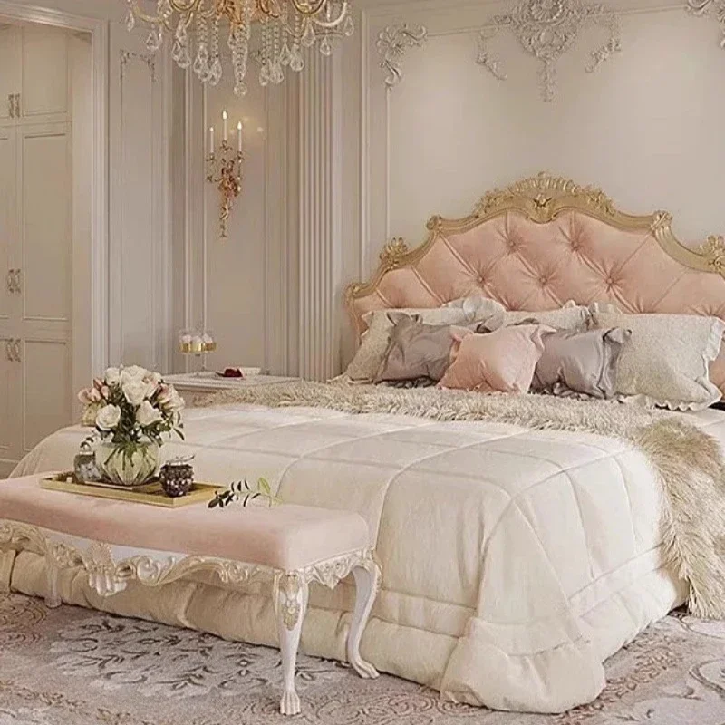سرير الأميرة الوردي، شقة عصرية، سرير أوروبي لكامل الجسم، سرير جماليات لحفلات الزفاف، إطار بسيط، أثاث كاما كاسال #2