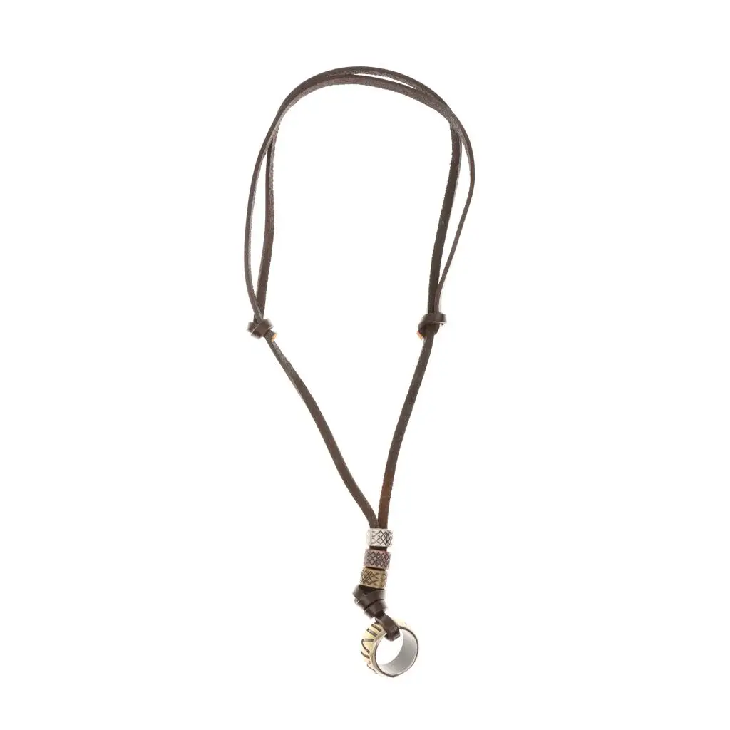 Fashion Leather Necklace for Men Adjustable Strap Pendant Jewelry Punk Vintage Look for Night Out and Daily Use