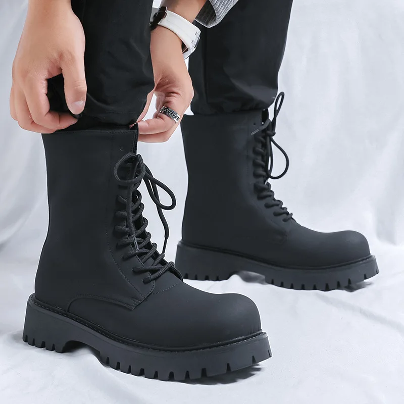 

Новые черные винтажные британские мужские ботильоны, весенне-осенние уличные ботинки, кожаная обувь, модные мотоциклетные ботинки