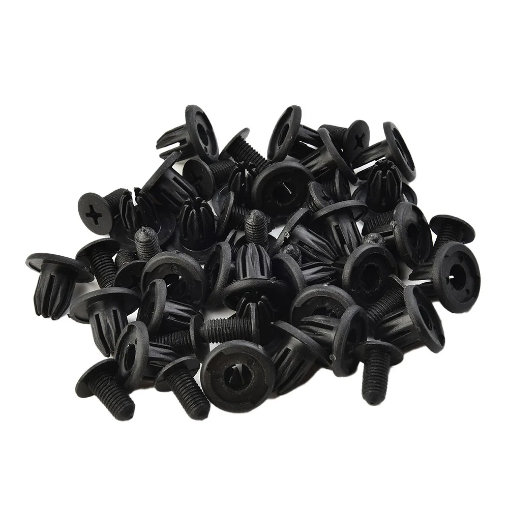 10mm Rivet Clip Moulding 50x Nylon Accessories Panel Assortment Pin Black Plastic Body Retainer Screw Set Door