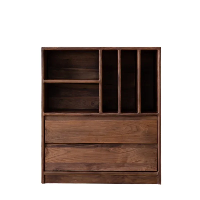 

Nordic black walnut bookshelf storage cabinet, light luxury storage, dining side modern sofa back cabinet