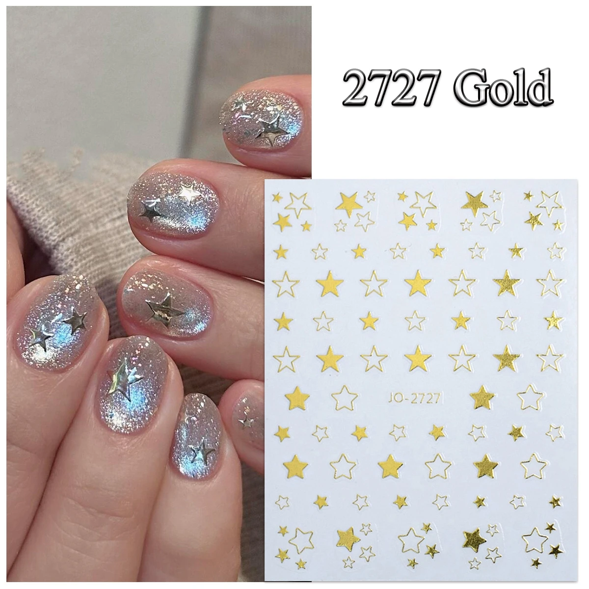 2/4 ورقة ثلاثية الأبعاد الذهب والفضة ستار درب مسمار الفن ملصقات اطلاق النار ستار شريط ذاتية اللصق السماوية مسمار الشارات لتقوم بها بنفسك مانيكير #5