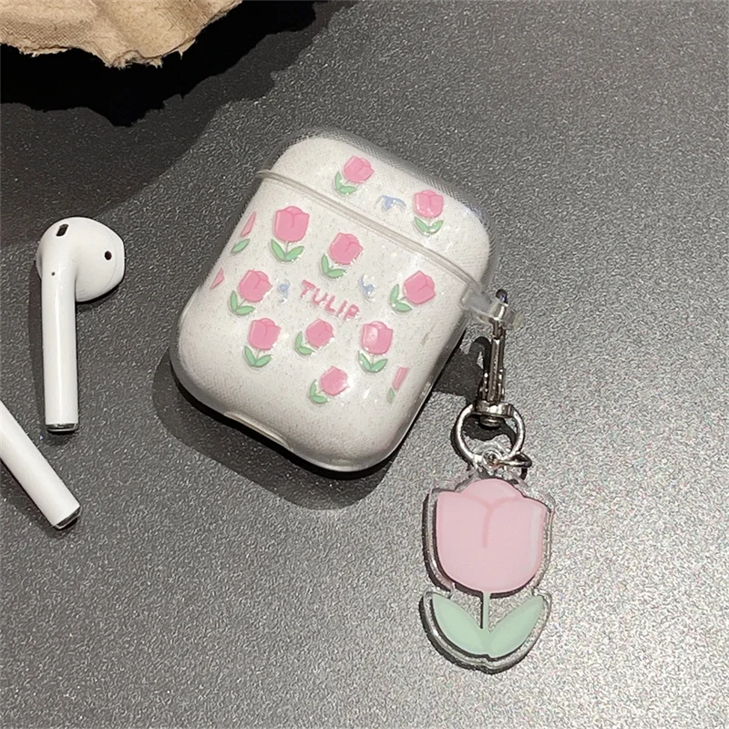 Funda transparente con purpurina para Airpods Pro 2. ° Corazón, llavero colgante para Apple Airpods 2 1 3, accesorios para auriculares