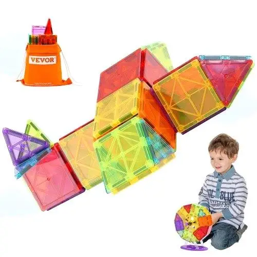 Set di 121 piastrelle magnetiche per costruzioni - Giocattolo con blocchi magnetici 3D per creatività per bambini