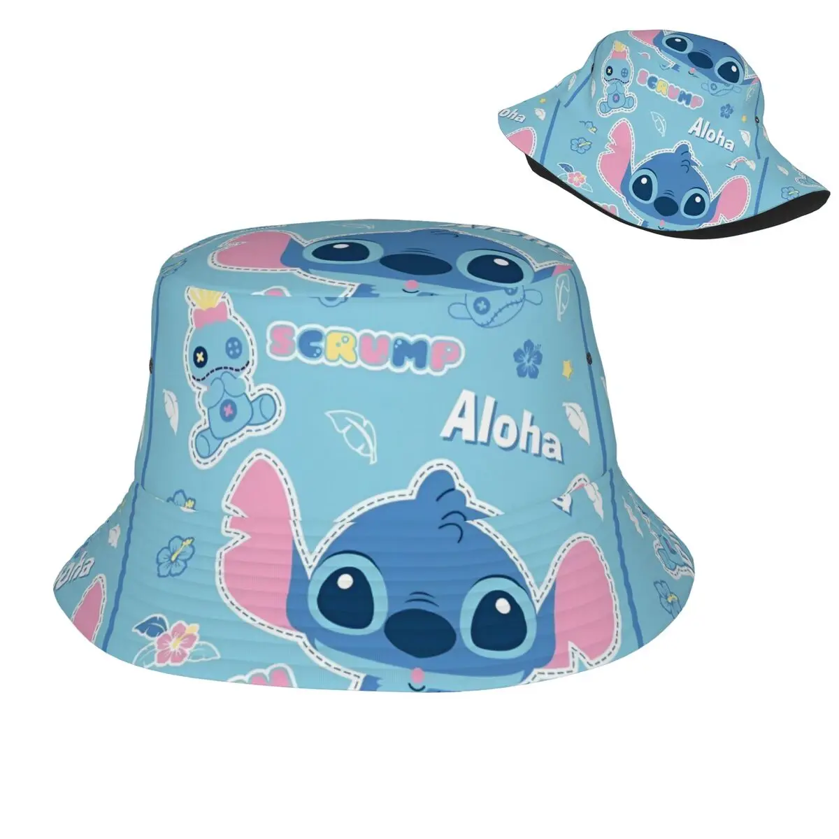 Sun Bob Hats Cute Lilo And Stitch for Unisex Fisherman Caps Reversible Cotton Bucket Hats Outdoor Fishing Cap