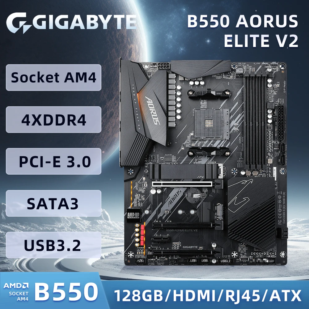 Gigabyte B550 AORUS ELITE V2 Motherboard Support 5800X3D 5700X 5600X 5600G 3600X CPU DDR4 4266MHz HDMI NVMe M.2 AM4 Mainboard