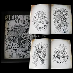 Newest Tattoos Pictured by God Monkey Dragon Snake-like Worship Crane Full Back Flower Arm Traditional Pattern Tattoo Book A4
