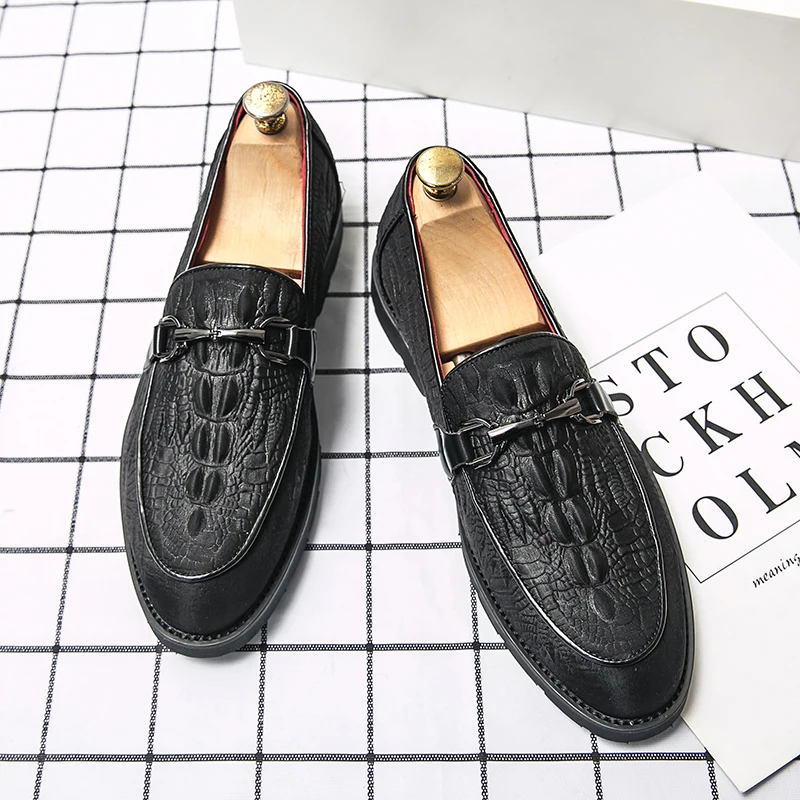 Luxurious Designer Italian Wedding Casual Business Crocodile Leather Suit Luxury Formal Mens Dress Loafers Oxfords Shoes for Men