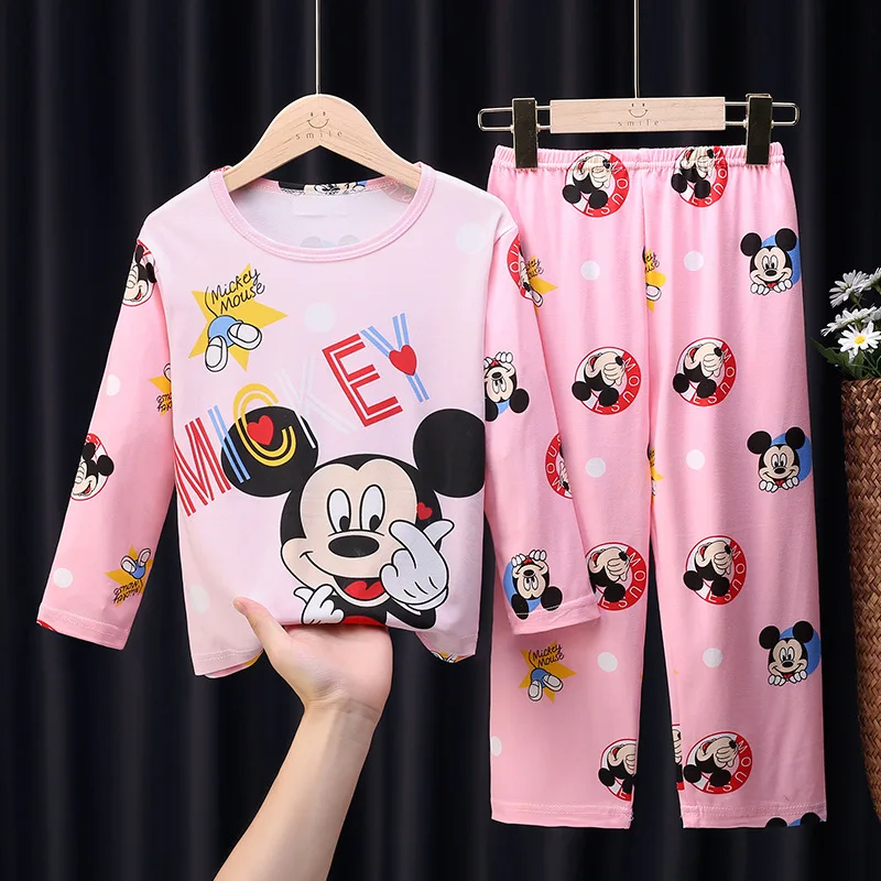 High Quality kid\'s Pajamas Set Mickey Minnie Boy Girl Winnie The Pooh Cartoon Longsleeved Pajama and pajama suit for kids gift