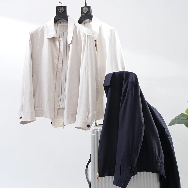 

Классическое мужское льняное пальто в стиле Нормандия для бизнеса и повседневной носки, модное, приталенное, с длинными рукавами, на молнии, без капюшона