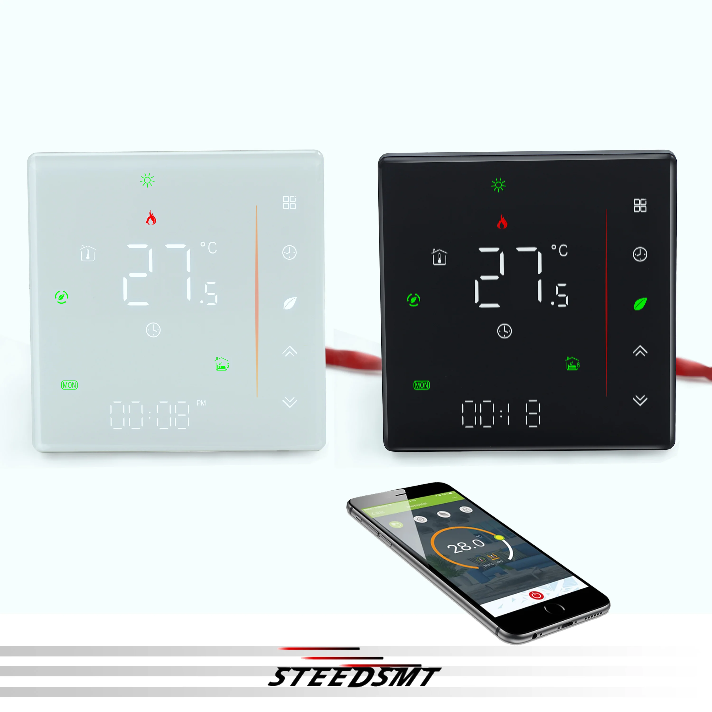 Termostato de aquecimento de filme de aquecimento de piso 24V / 220V para 16A 4KW Interruptor de ajuste inteligente por ZIGBEE WIFI RS485 opcional