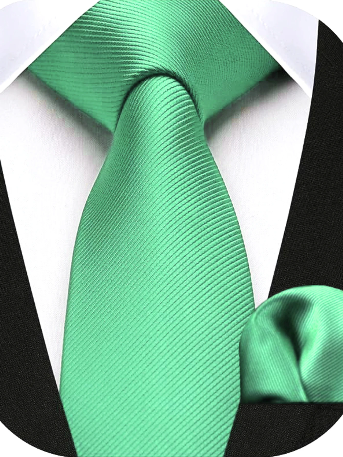 JEMYGINS Herren-Krawatte, schmal, einfarbig, 6 cm, Seidenkrawatte, Einstecktuch-Kombi-Set, geeignet für Herren, Geburtstagsgeschenke, Hochzeiten, Business – Detail 18