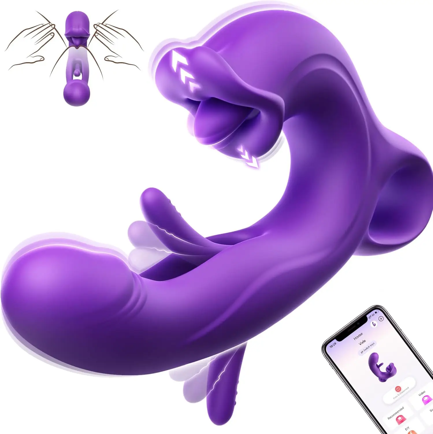 Thrusting Vibrator Sex Toys G Spot Vibrator Dildo Women with 7 Flapping & Vibrating & Licking Modes Tongue Sucking Adult Toys