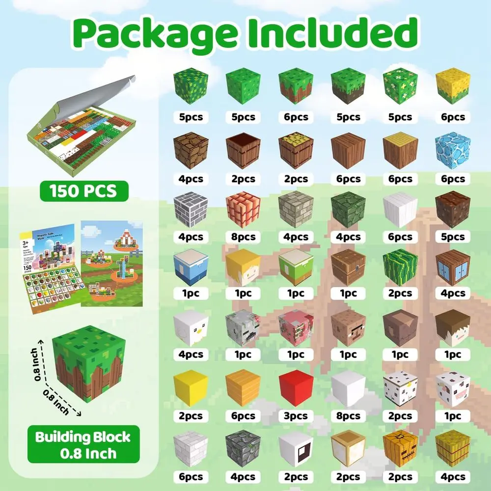 Conjunto de blocos de construção magnéticos iluminados, 150 peças, brinquedo STEM para crianças de 3 anos, ideal para meninos e meninas, perfeito para o Natal e