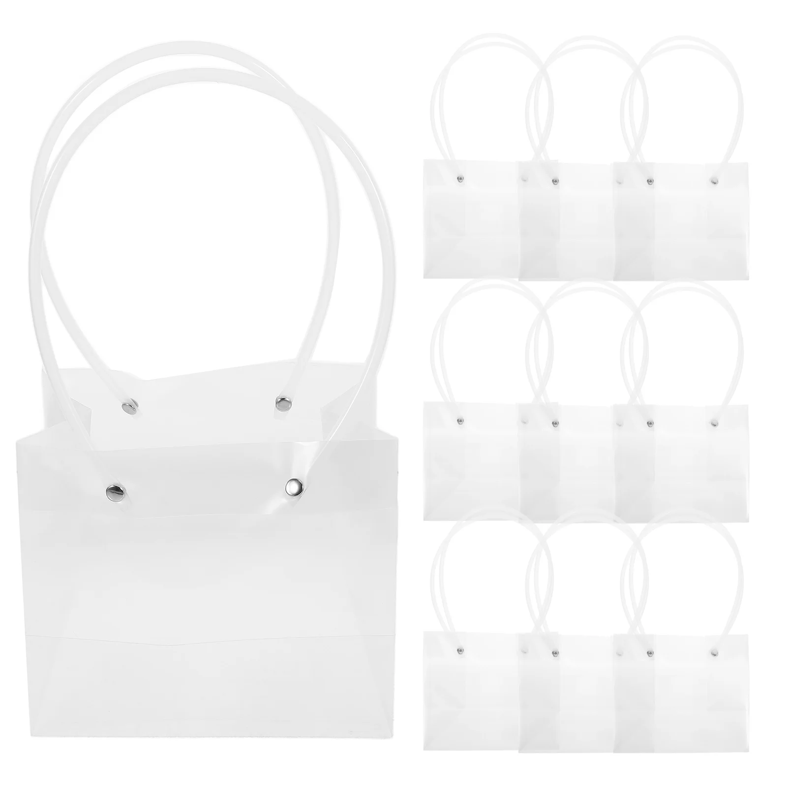 

10pcs Clear Gift Tote Bags 16x10x14cm Sturdy Anti Cracking Perfect for Candies Flowers Decorations Florist Packaging Supplies