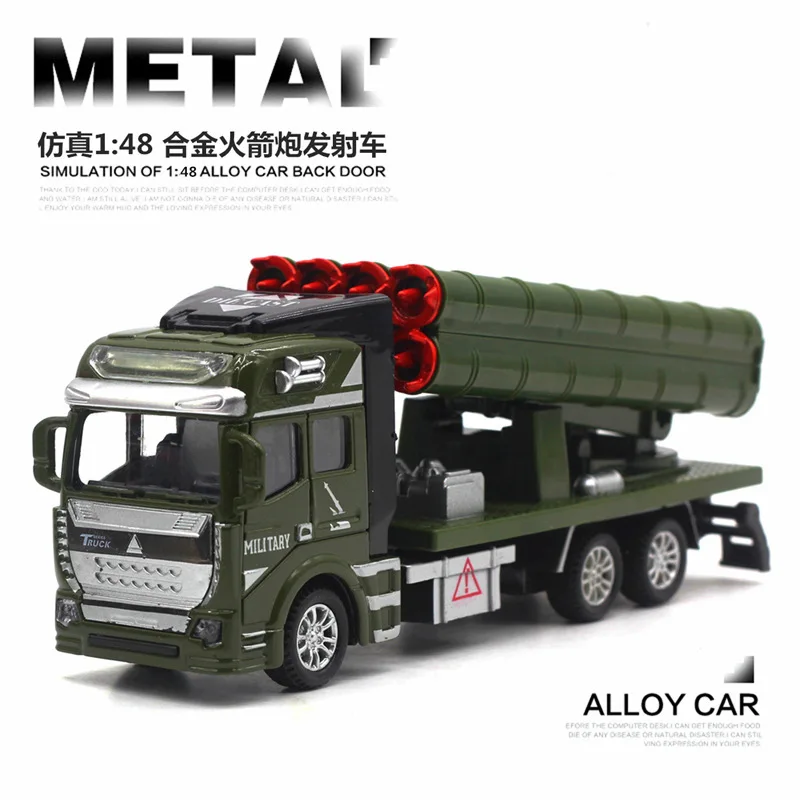 1:48 Drie legering militaire modellen, raketraketten, raketvoertuigen, vrachtwagens, regeneratief speelgoed, automodellen, nieuwe geschenken