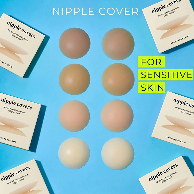 2-Piece Pack of Invisible Self-Adhesive Nipple Covers for Women, Ultra-Thin Breathable Silicone Patches, Skin-Friendly, Waterproof, and Reusable