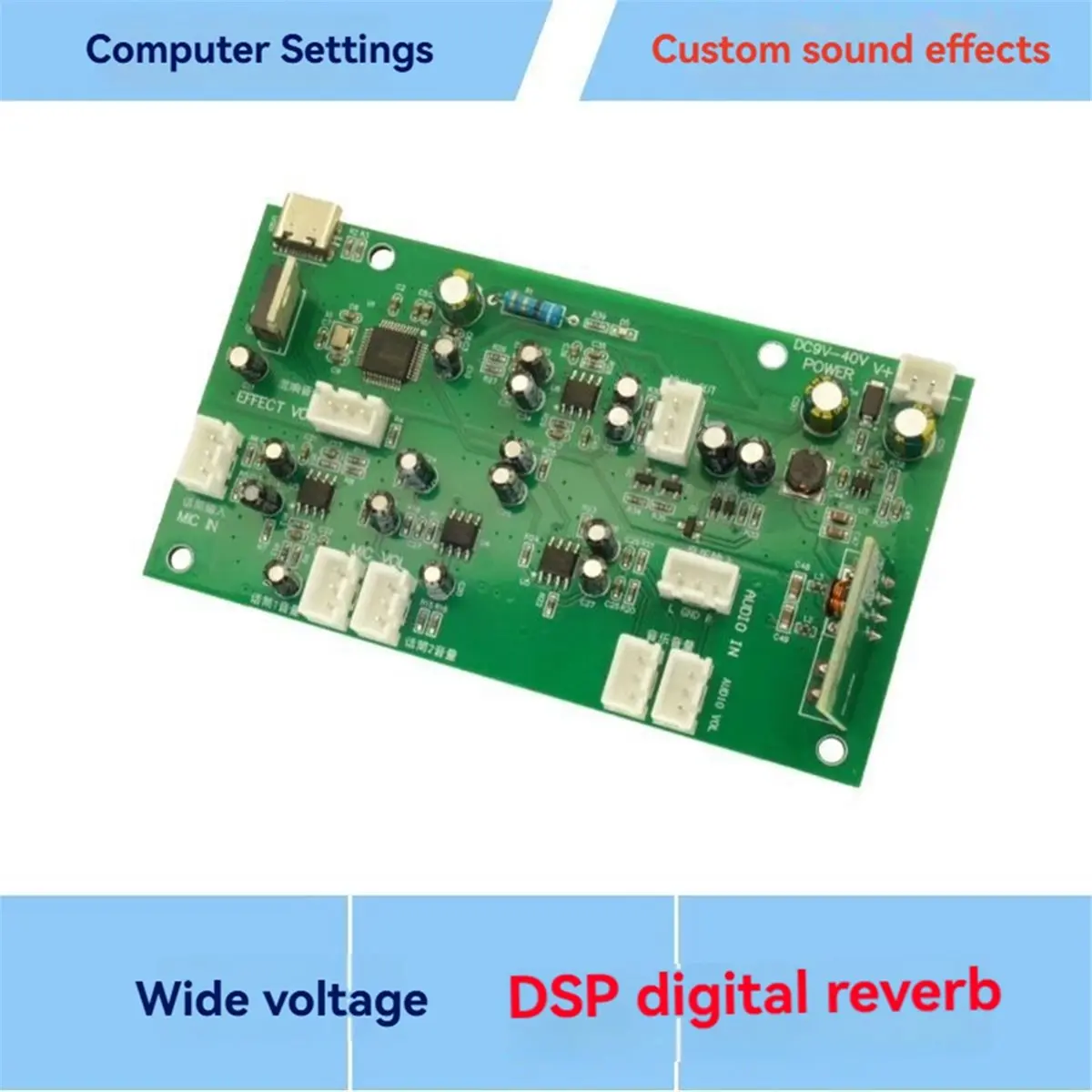 Karaoke Preamplifier Board Microphone Amplification and Reverb Effect Board Volume Control Pre-Amplifier Board Module