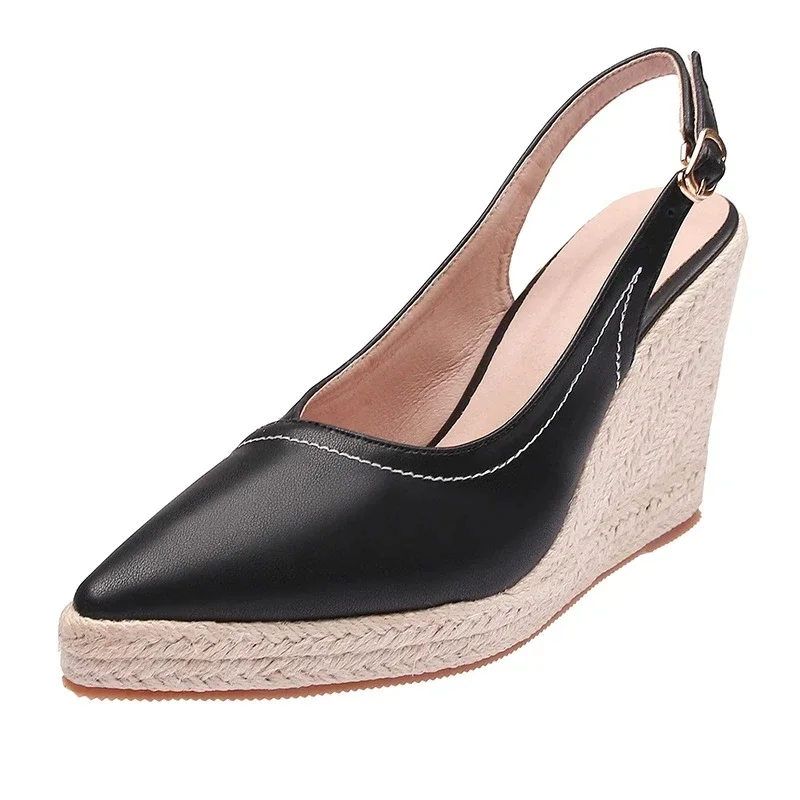 Scarpe con tacco da 9cm zeppe da donna décolleté con tacco slingback scarpe espadrillas con plateau a punta scarpe con tacco alto da donna