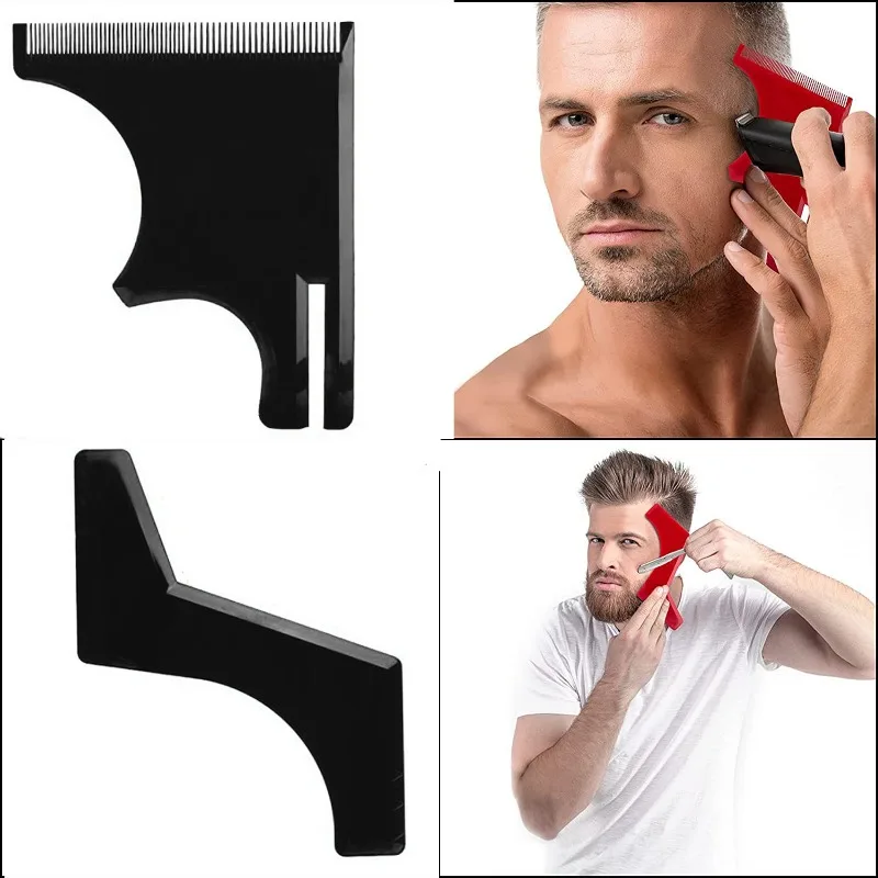 2Pcs Set Multi-Curve Hairline Template Stencil Haircut Tool Guide Hairdressing Style Ruler Compatible Hair Clipper For Styling