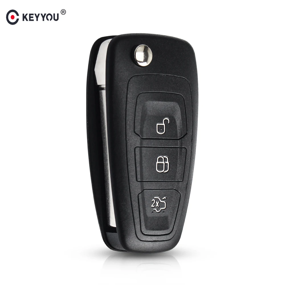 KEYYOU 3 Buttons Flip Folding Remote Key Folding Fob Shell For Ford Focus 3 Fiesta connect mondeo c max Smart Car Key Case