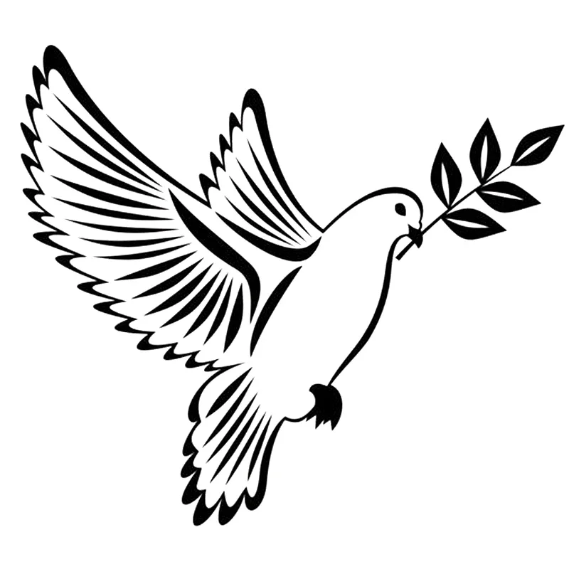

Peace Dove and Olive Branch Art Car Sticker Car Window Decoration Personality PVC Waterproof Decal Black/White, 14cm*16cm