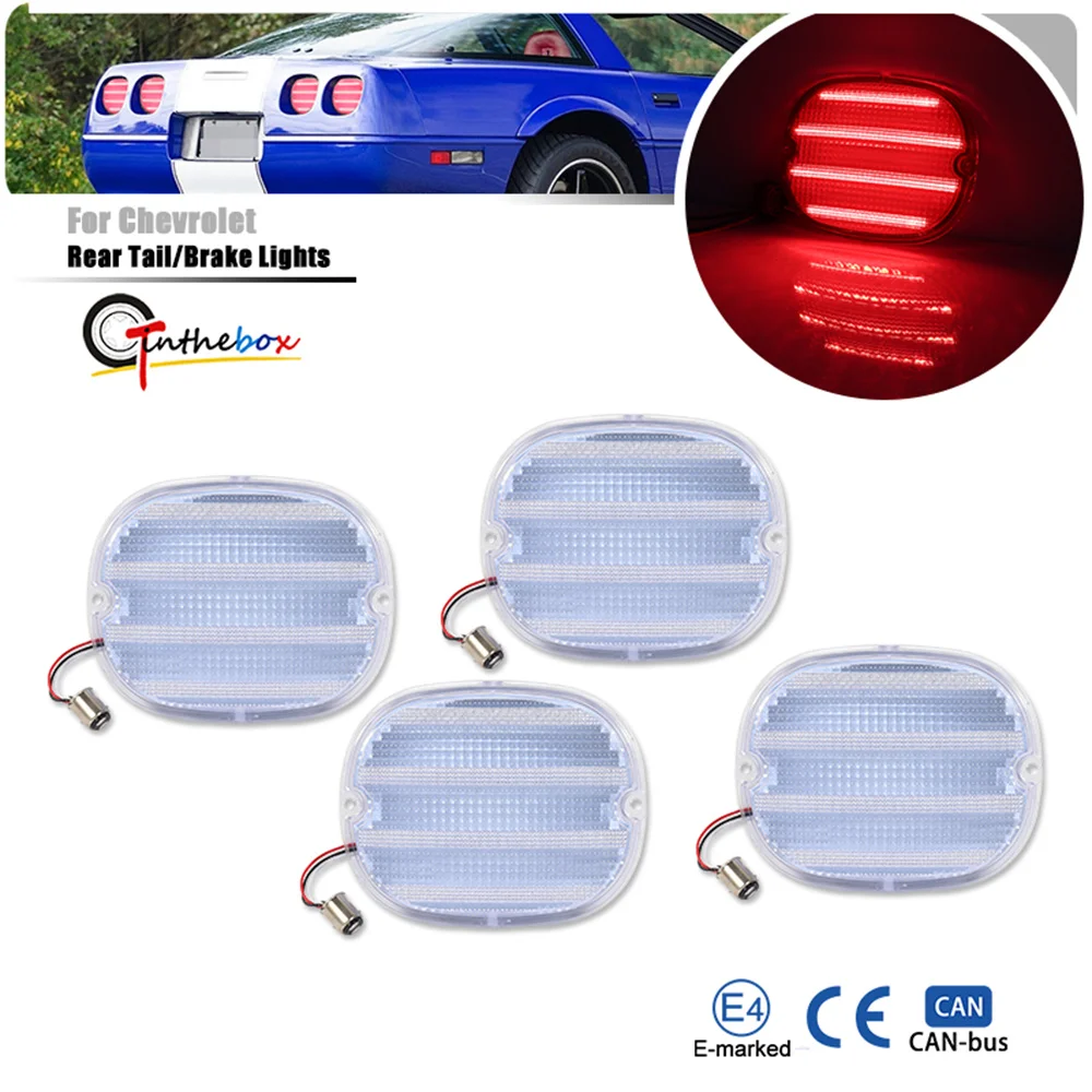4PCS Red LED Rear Taillamps Tail/Brake Lights Running Lights Signal Lights Assemblies For Chevrolet Corvette C4 ZR1 1990-1996