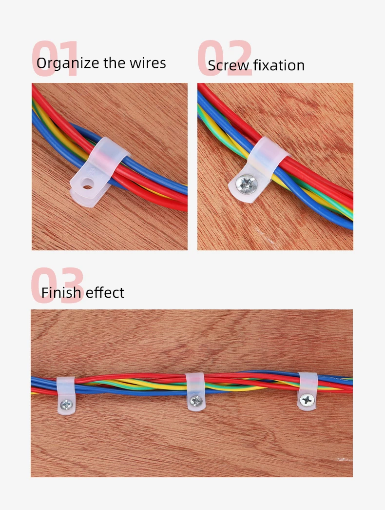 100PCS Plastic Cable Clips R-Type Black Hose Fasteners Durable Nylon Clamp Mount Fix Hardware Electrical Fitting Wire Management