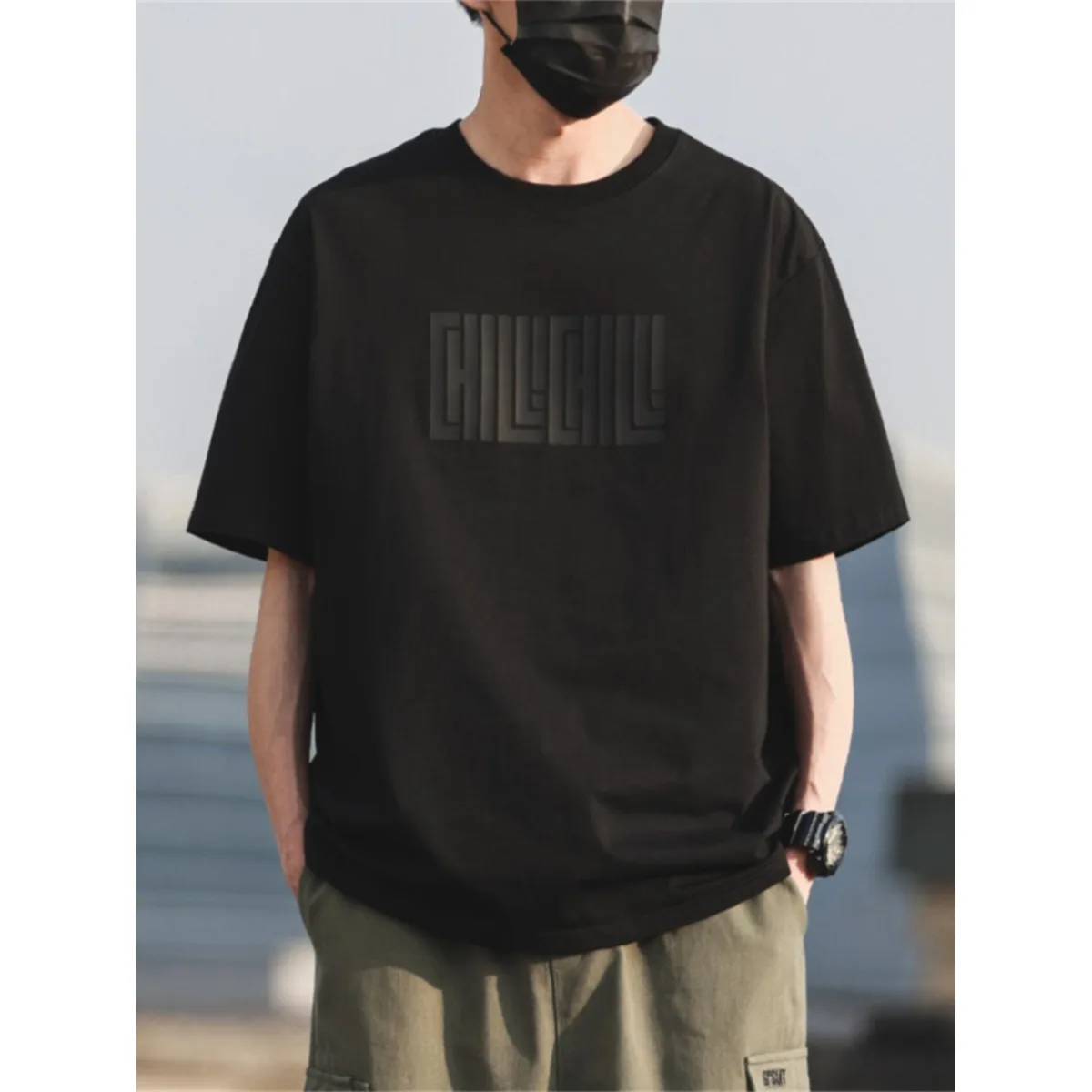 

Retro High Street 100% Cotton T-shirt Men's Autumn/Winter Loose Trendy Versatile Top