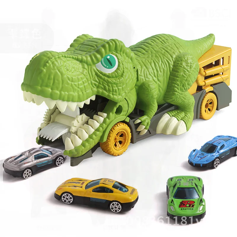 Grande voiture à hirondelle de dinosaure pour garçons, jouet en alliage rétractable avec rangement de cartes, jouet de développement de l'intelligence visuelle pour enfants