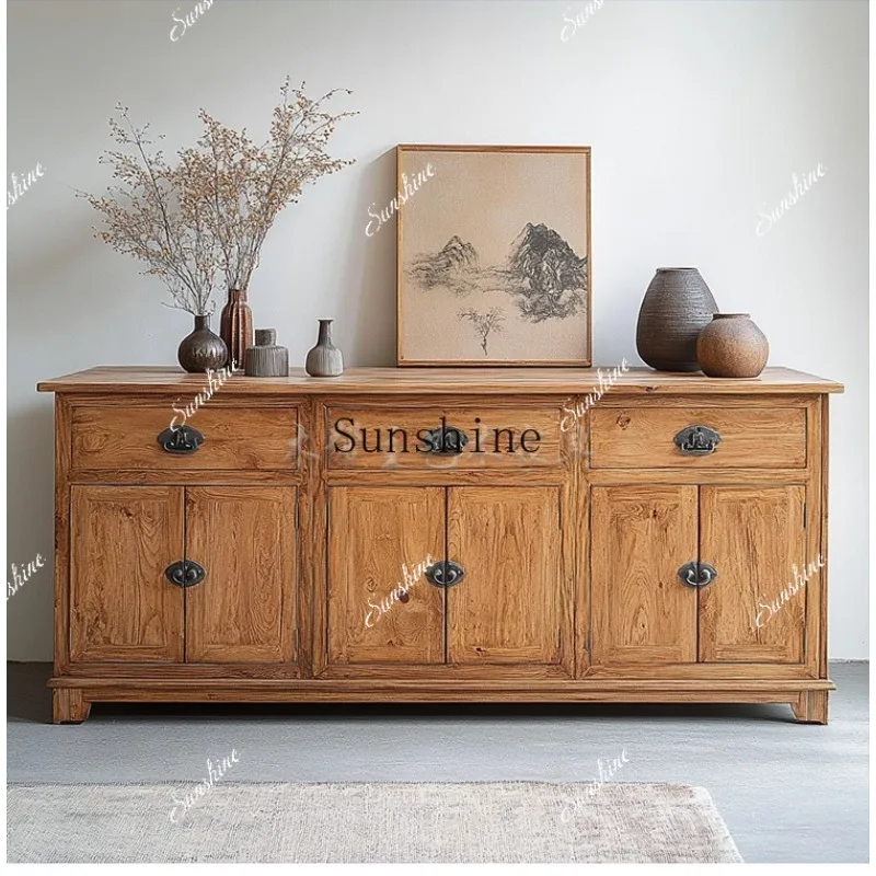 Wabi Sandy Wind Solid Wood Dining Side Entrance Cabinet Bedroom Nordic Simple Household Multifunctional Storage  FT