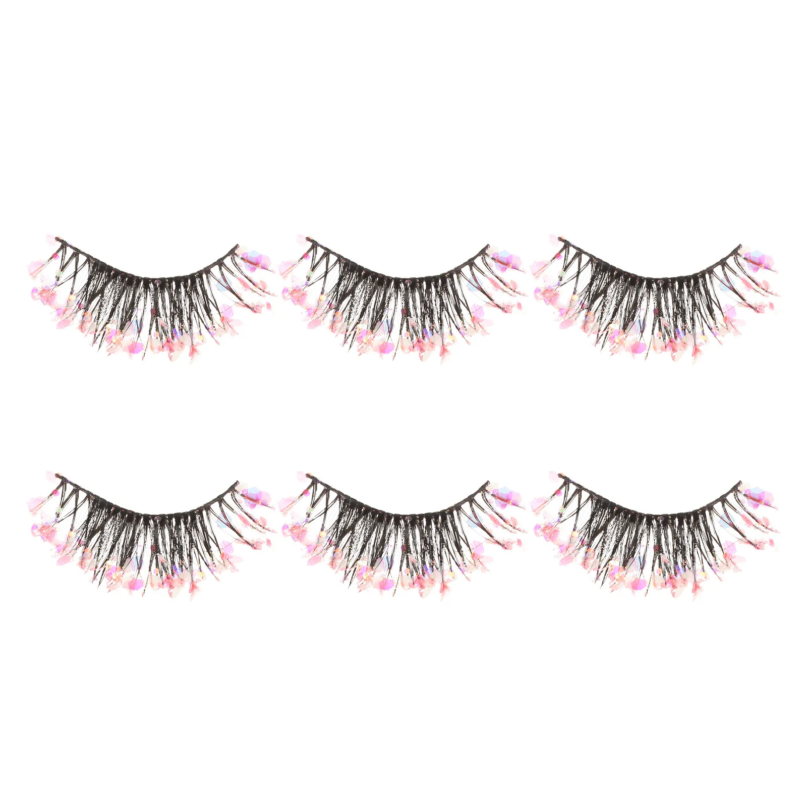 3Pairs Night Glow False Eyelashes Glitter Design Lightweight Individual False Lashes for Women Makeup Tools Natural Short Style