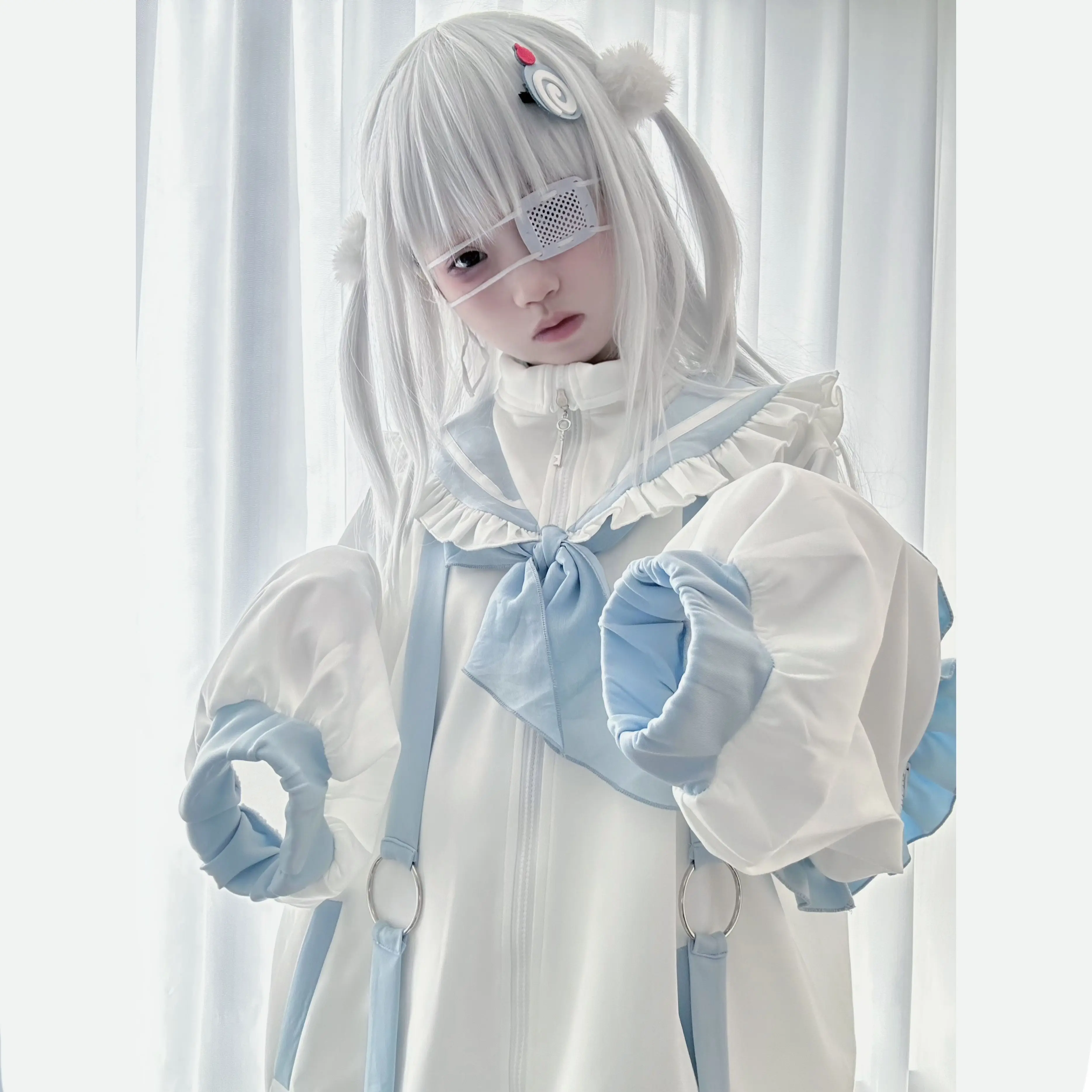 Original Japanese Subculture Water Color Sports Jacket Stand Collar Zip Wings Long Sleeve Loose Cardigans Coat Women Outerwear