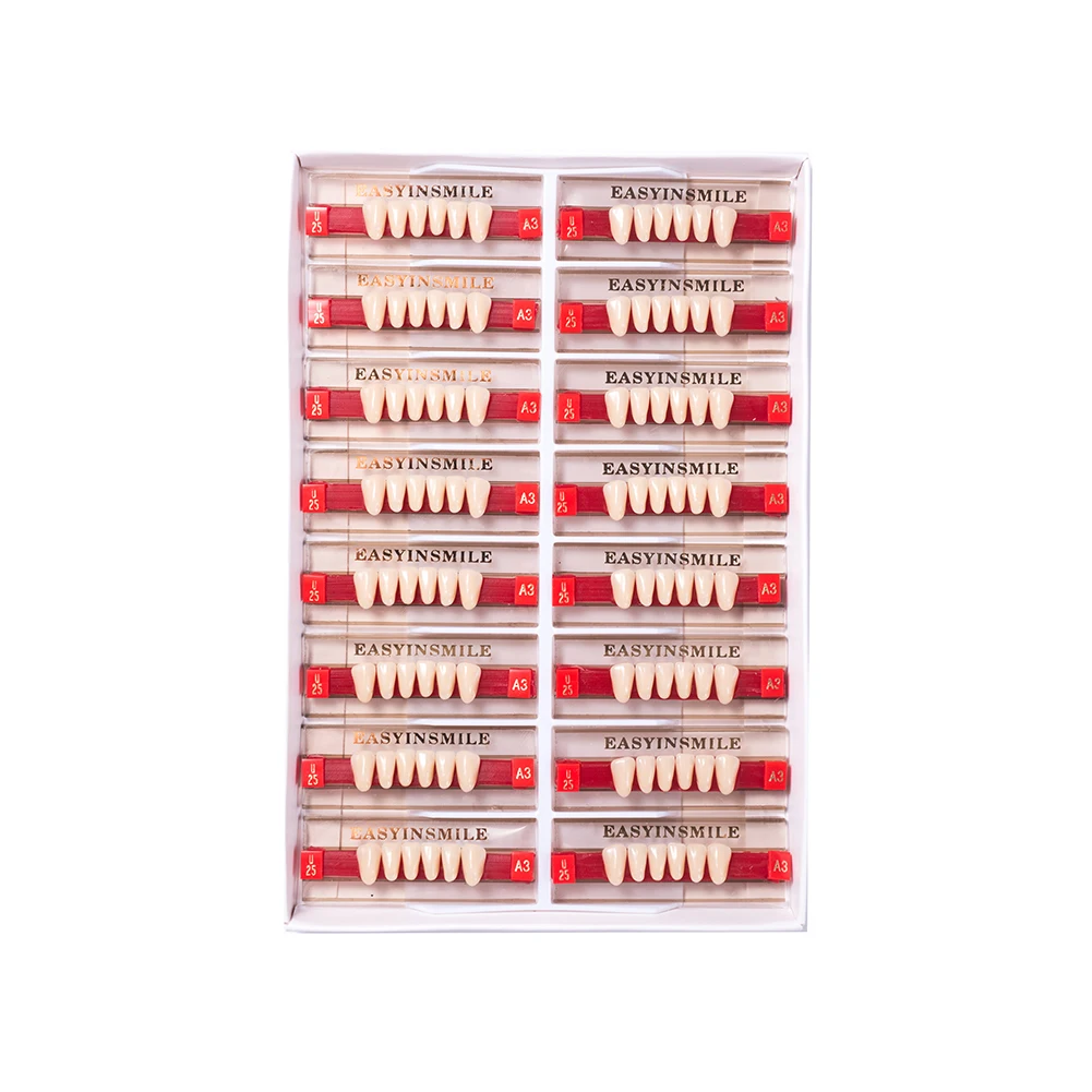 Easyinsmile الأسنان الراتنج الأسنان الاكريليك أسنان الأسنان الأمامية الخلفية العلوي السفلي مجموعة كاملة الظل A1/A2/A3 3/8/16 مجموعات #5