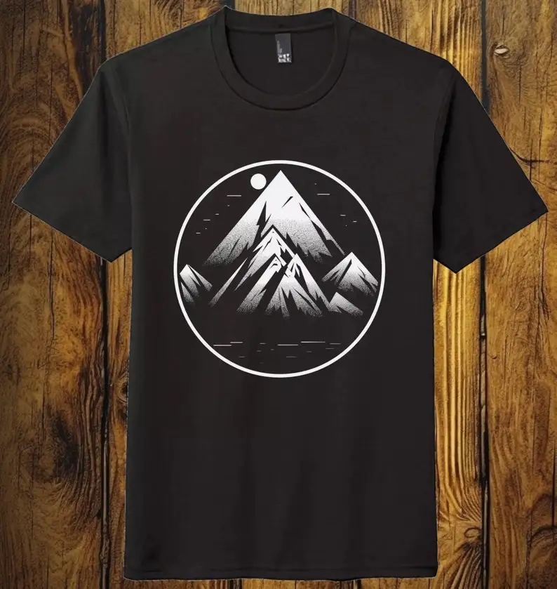 

Minimalist Mountain Graphic Shirt Outdoor TShirt Black Unisex Soft