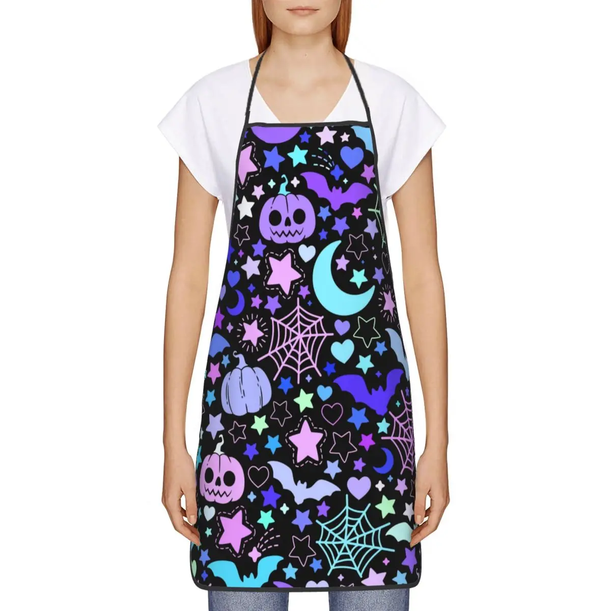 Custom Halloween Pumpkins Spider Webs And Bats Apron Women Men Unisex Bib Cooking Kitchen Tablier Cuisine Chef Gardening